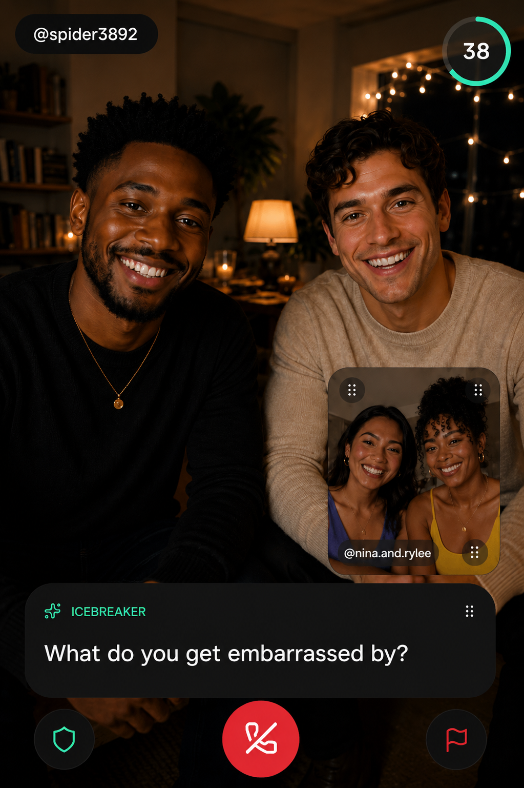 Group VibeCheck example with friends joining together on a live call